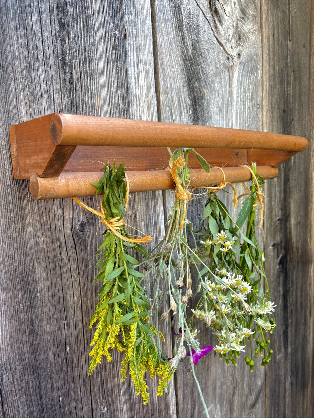 DOUBLE BAR RUSTIC WOODEN FARMHOUSE TOWEL/BAR HANGING RACK